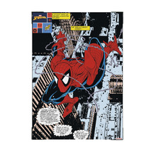 Spider-Man Comic-Szene mit Spider-Man vor einer Stadtkulisse