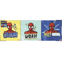 Drei Spider-Man Motive mit Comic Sprechblasen