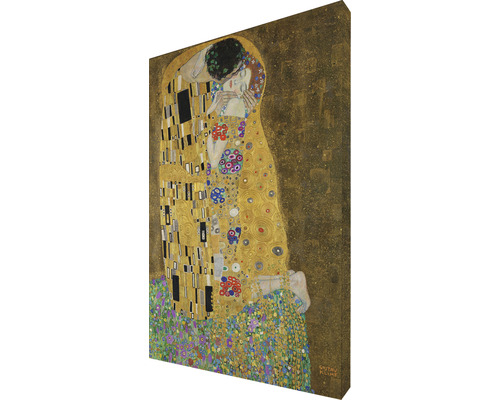 Reproduktion von Gustav Klimts Gemälde Der Kuss auf Leinwand