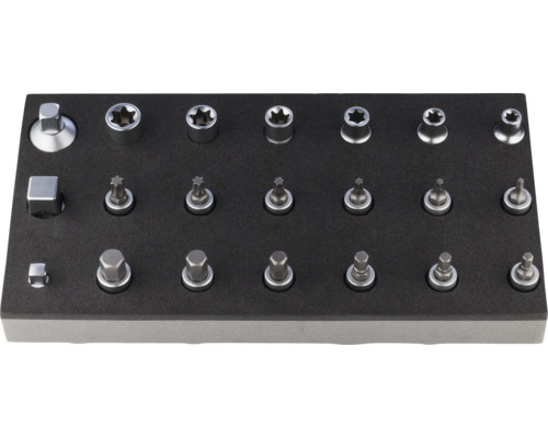 Bit- und Nusseinsatz Set in einer Schaumstoffeinlage