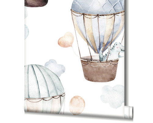 Tapete mit Heißluftballons und Dinosaurier-Motiv