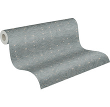 Vliestapete 38742-1 Nara Ethno Wellenmuster blau-thumb-1