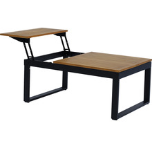 Ausziehbarer Couchtisch mit Holzplatte und Metallgestell
