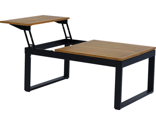 Ausziehbarer Couchtisch mit Holzplatte und Metallgestell