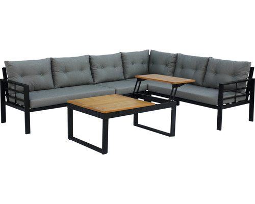 Gartensitzgruppe mit Ecksofa und zwei Tischen