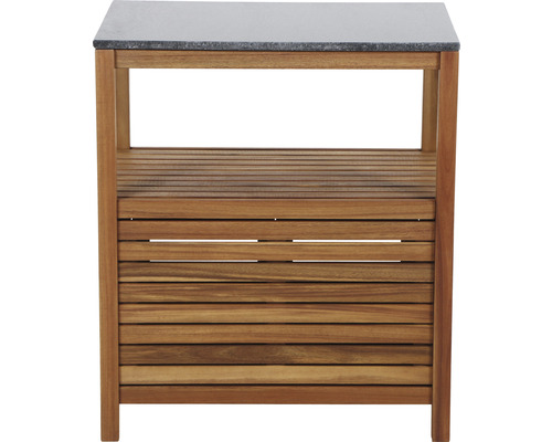 Gartenschrank aus Holz mit Steinplatte