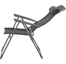 Klappbarer Relaxsessel mit Kopfkissen für den Garten.