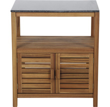 Gartenschrank aus Holz mit Steinplatte