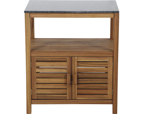Gartenschrank aus Holz mit Steinplatte