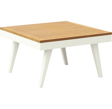 Quadratischer Beistelltisch mit Holzplatte und Metallbeinen