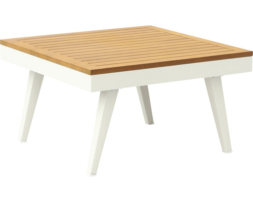 Quadratischer Beistelltisch mit Holzplatte und Metallbeinen