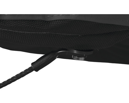 Detailansicht eines Abdeckplanen-Befestigungssystems mit Drahtseil