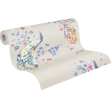 Vliestapete 38906-4 House of Turnowsky Pfau Blumen grau blau rot-thumb-1
