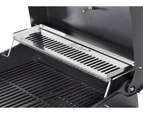 Edelstahl Warmhalterost auf einem Grill