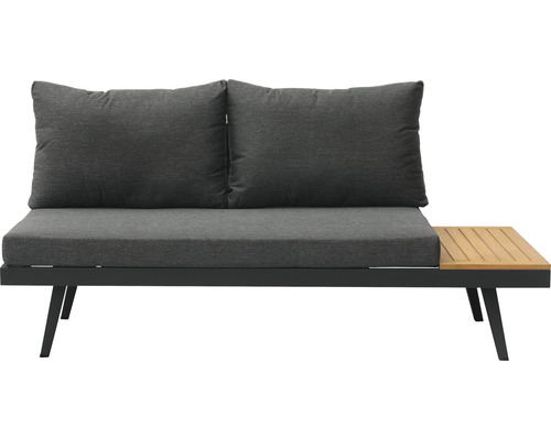 Gartensofa mit zwei Sitzplätzen, Kissen und Ablagetisch