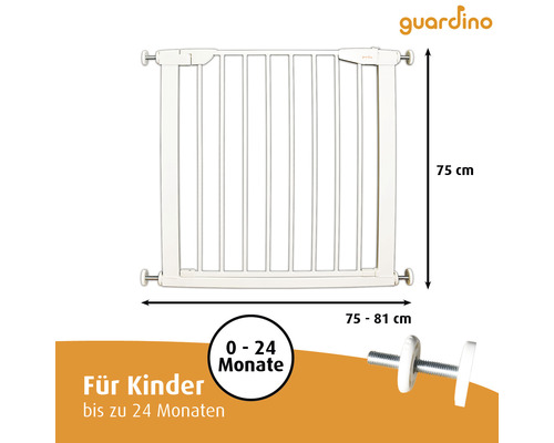 Guardino Kinderschutzgitter mit den Maßen 75 cm Höhe und 75 bis 81 cm Breite