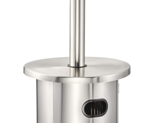 Detailansicht eines Edelstahl-Terrassenheizers