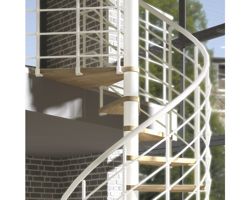 Wendeltreppe aus Metall und Holz