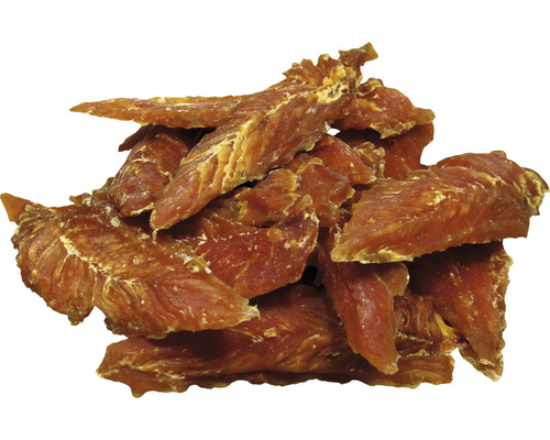 Stapel getrockneter Hühnerstreifen für Hunde