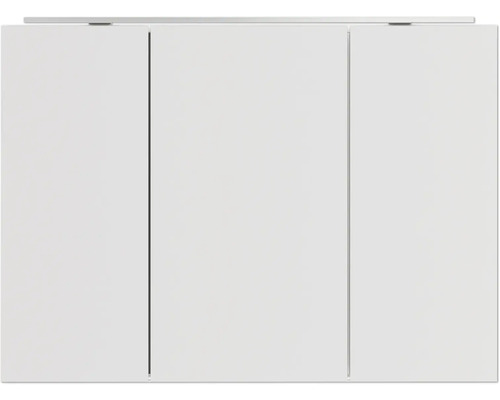 Dreitüriger, weißer Schrank mit geraden Linien für ein modernes Design.