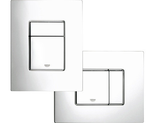 Zwei Betätigungsplatten für die WC-Spülung mit Grohe Logo