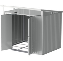 Metall Gerätehaus mit zwei offenen Türen