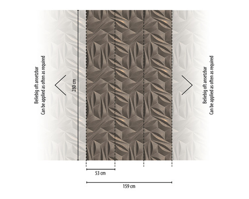 Tapete mit geometrischem Muster und Größenangaben