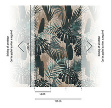 Fototapete Vlies 39180-1 The Wall II Monstera petrol 3-tlg. 159 x 280 cm