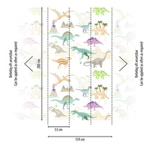 Tapetenmuster mit Dinosauriern und Abmessungen 159 cm mal 280 cm