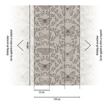 Fototapete Vlies 39200-1 The Wall II Schmetterlinge Grau Schwarz 3-tlg. 159 x 280 cm