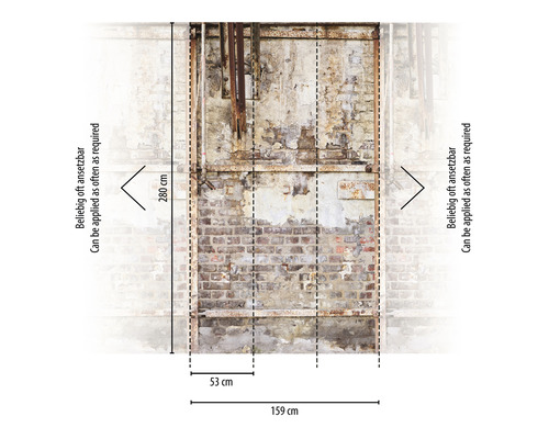 Maße einer Backsteinmauer mit Rohren