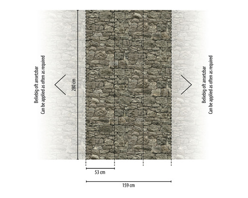 Abmessungen einer Fototapete mit Steinmuster