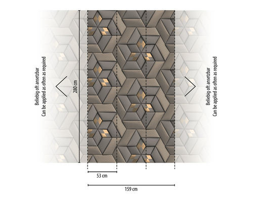 Tapete mit geometrischem 3D-Design und den Maßen 159 cm x 280 cm