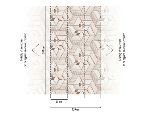 Tapete mit geometrischem Muster und Maßangaben