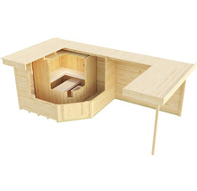 Saunahaus Weka Salo ohne Ofen mit Fenster und Holztür mit Isolierglas wärmegedämmt schwedenrot