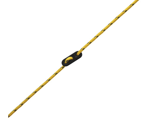 Gelbes Seil mit schwarzer Seilklemme