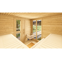 Saunahaus Weka Kuopio ohne Ofen mit Fenster und Holztüre mit Isolierglas wärmegedämmt