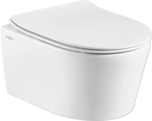 Wand-WC Set Jungborn ONE Tiefspüler ohne Spülrand verkürzt weiß glänzend mit WC-Sitz