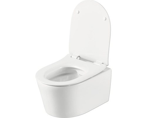 Wand-Tiefspül-WC mit offenem Spülrand und WC-Sitz