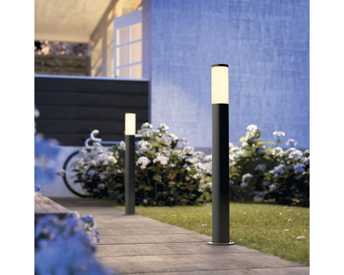 Beleuchteter Gartenweg mit Pollerleuchten vor einem Haus