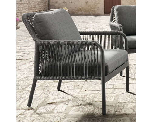 Gartenstuhl mit Seilbespannung und Polster