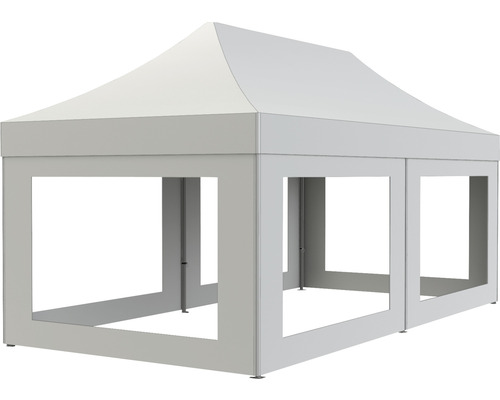 Weißes Faltzelt für den Außenbereich.