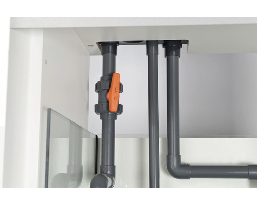 Aquariumunterschrank mit Verrohrung und Absperrhahn