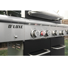 Gasgrill Nexgrill 4 Brenner+Rückbrenner+Seitenbrenner schwarz inkl. Ablage,Deckelthermometer,Fettauffangschale,Grillrost,Hitzebeständiger Griff,Rückwandbrenner,Seitenablage,Seitentisch,Warmhalterost Grillrost Gusseisen emailliert