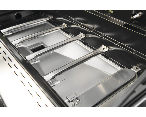 Innenansicht eines Gasgrills mit Brennern