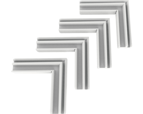 Vier Eckprofile aus Kunststoff