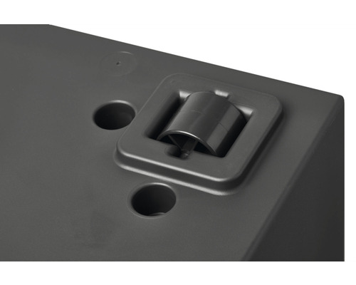 Detailaufnahme eines Rollcontainers mit Rollen