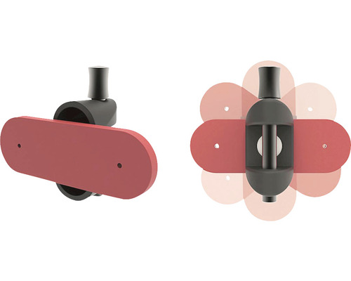 Darstellung eines Vorhangstangenlagers zur Wandmontage