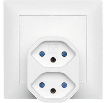 Mehrfachstecker Manta 2 x T13 Stecker T12 drehbar bis zu 320° weiss