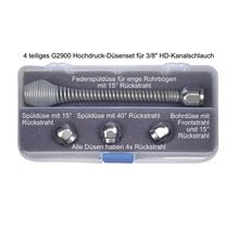 Vierteiliges G2900 Hochdruckdüsenset für 3/8 Zoll HD-Kanalschlauch